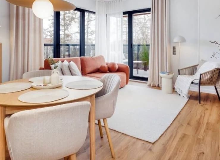 Pokój dzienny Apartamentu Komfort Plus A34 z balkonem