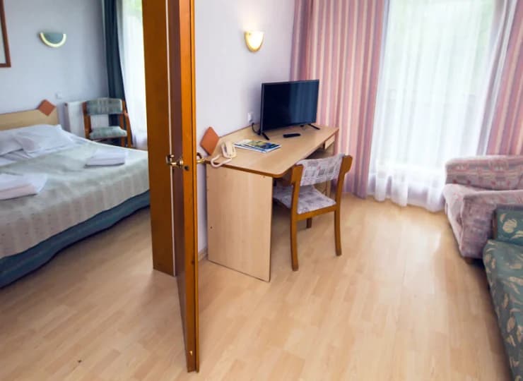 Apartament składa się z sypialni i pokoju dziennego z sofą