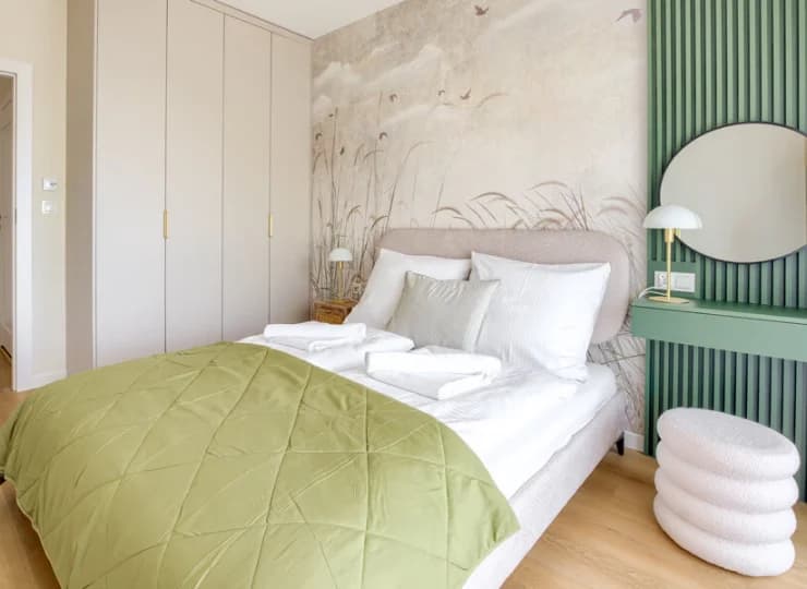 Sypialnia w apartamencie 2-pokojowym