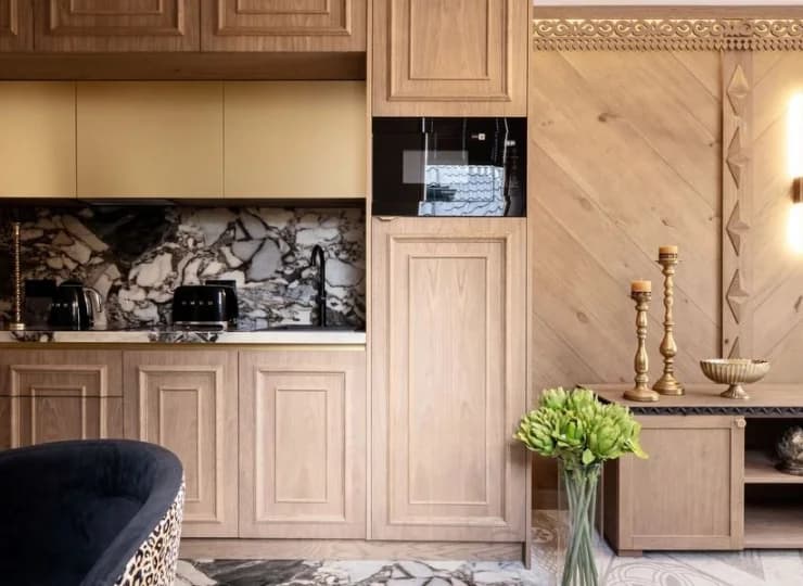 Salon z aneksem kuchennym w Apartamencie Szpiglasowy Wierch