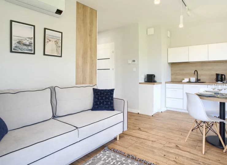 Apartament składa się z wielofunkcyjnego pokoju dziennego
