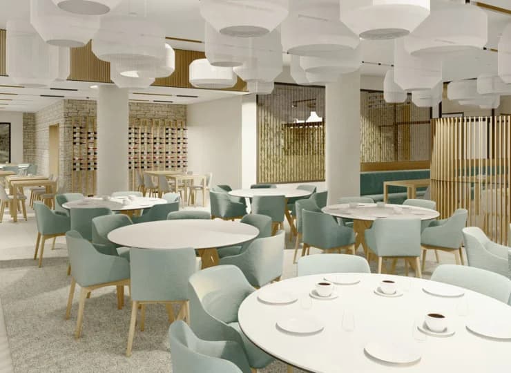 We wnętrzu na gości czeka wspaniała restauracja