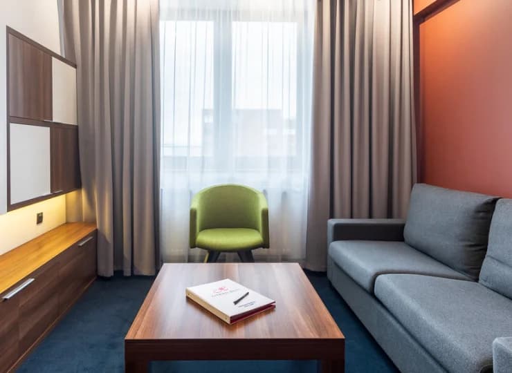 W salonie jest rozkładana sofa