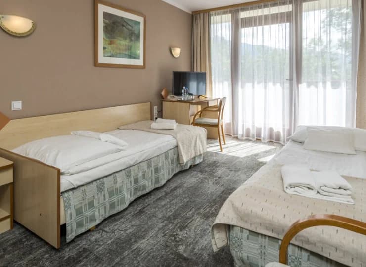 W Geovicie dostępne są wygodne pokoje oraz apartamenty
