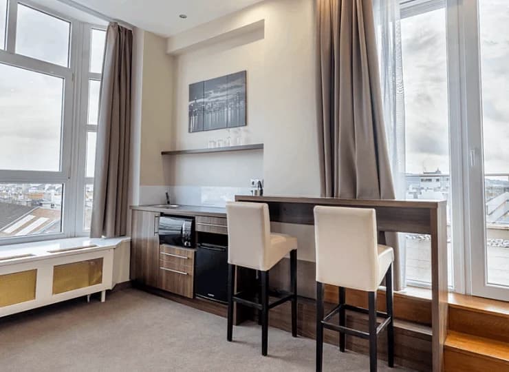 W Panorama suite terrace jest niewielki aneks kuchenny
