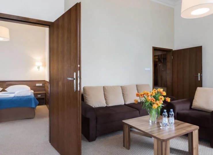 Pokoje i apartamenty mają atrakcyjny widok na Park Zdrojowy