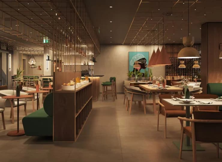 Eleganckie wnętrza hotelowej restauracji