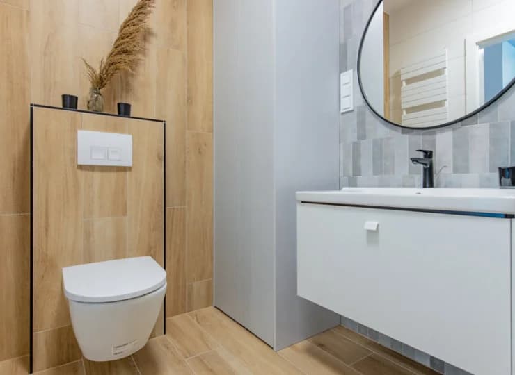 Nowoczesna łazienka w apartamencie industrial