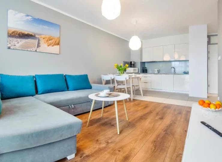 W każdym apartamencie jest komfortowy kącik telewizyjny