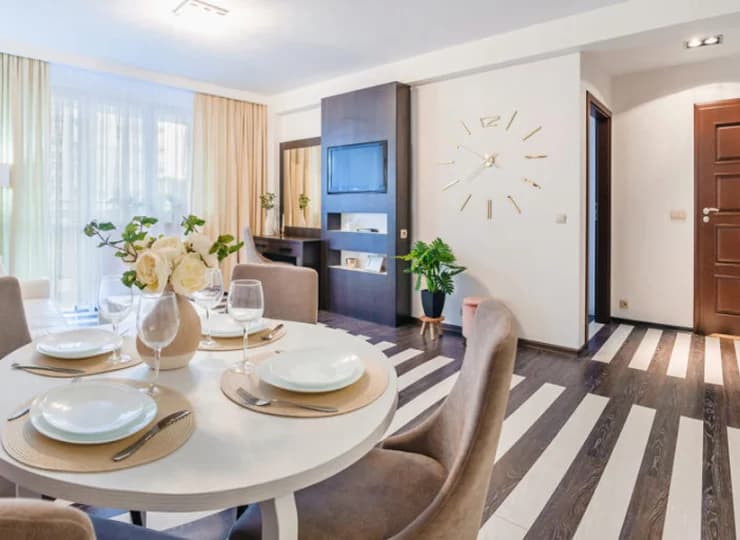 Każdy apartament posiada kącik jadalny w części dziennej