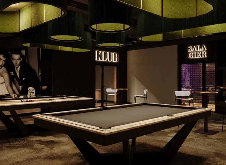 W hotelu jest kręgielnia, sala gier i bilardowa