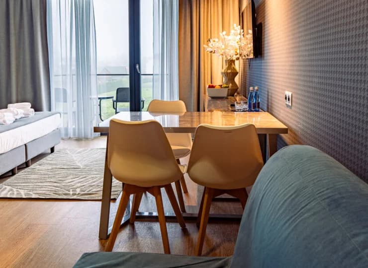 W apartamentach typu studio wszystko mieści się na otwartej przestrzeni