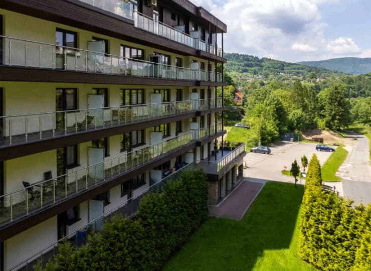 Apartamentowiec Daglezja posiada balkony w każdym apartamencie
