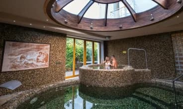 Hotel posiada kameralną strefę wellness z krytym basenem rekreacyjnym