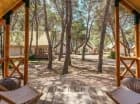 Stylowe bungalowy rozmieszczono pomiędzy śródziemnomorskimi sosnami