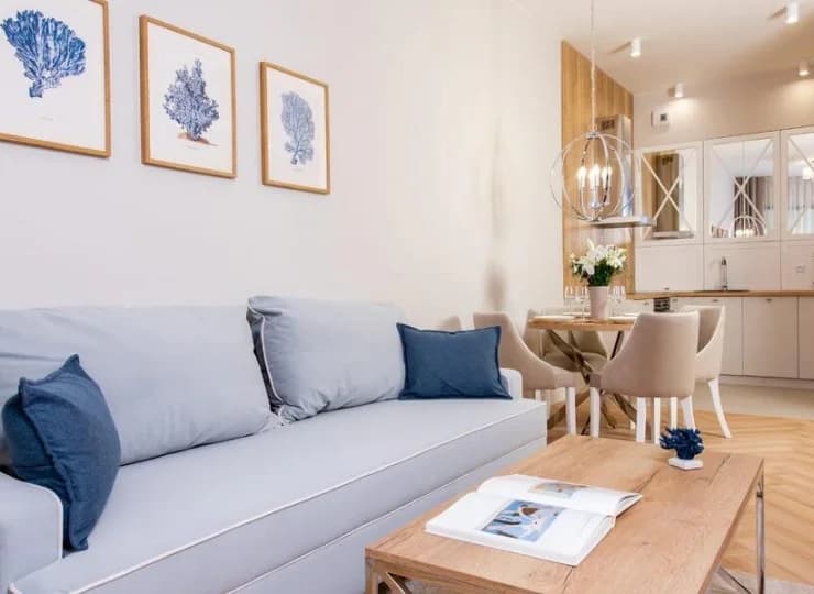 Każdy apartament ma salon z aneksem kuchennym