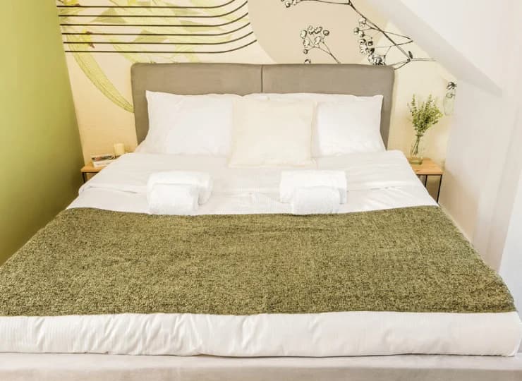 2-osobowa sypialnia w apartamencie Japandi