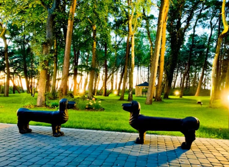 Dla najmłodszych urządzono plac zabaw w ogrodzie