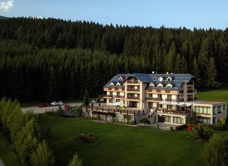 Hotel jest otoczony ścianą lasu