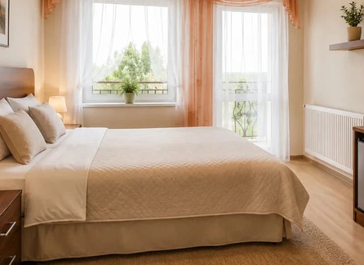 Niektóre pokoje posiadają balkony