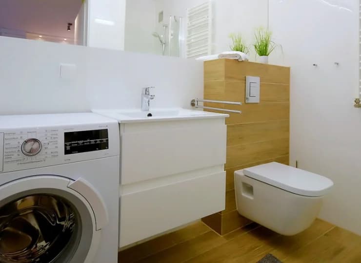 Każdy apartament ma łazienkę z prysznicem i pralką
