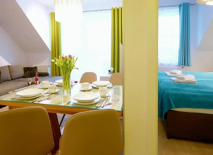 Wszystkie apartamenty są 2-pokojowe, przygotowane na pobyt 4 osób